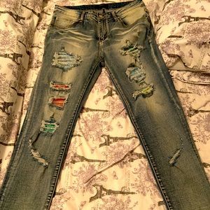 AMIRI Rhinestone Patch Skinny Jeans
